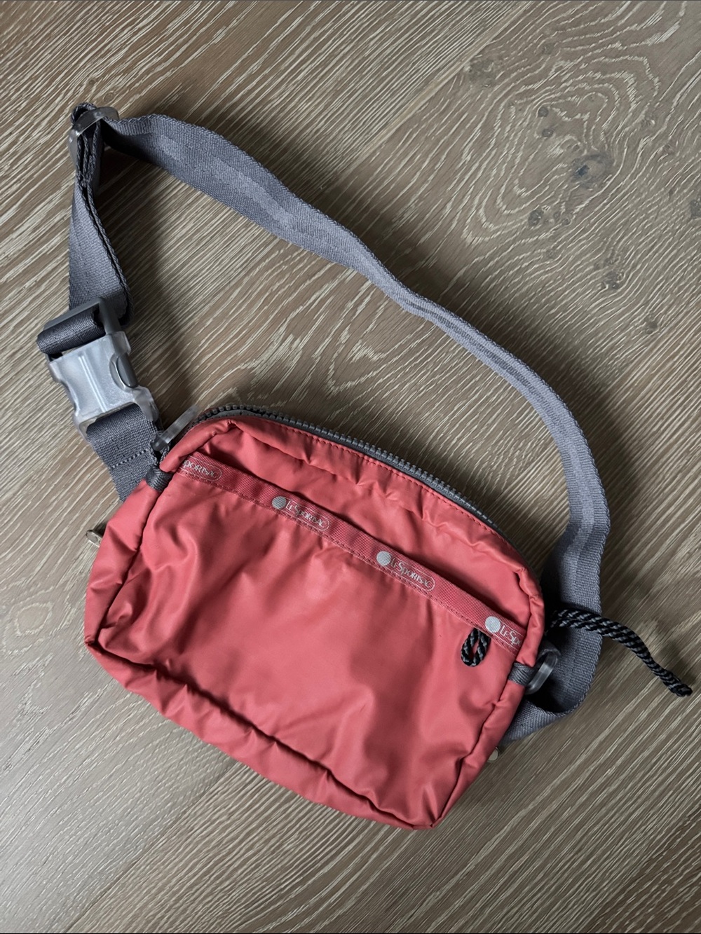 LeSportsac Red Men’s Sling Belt Bag with Gray Strap